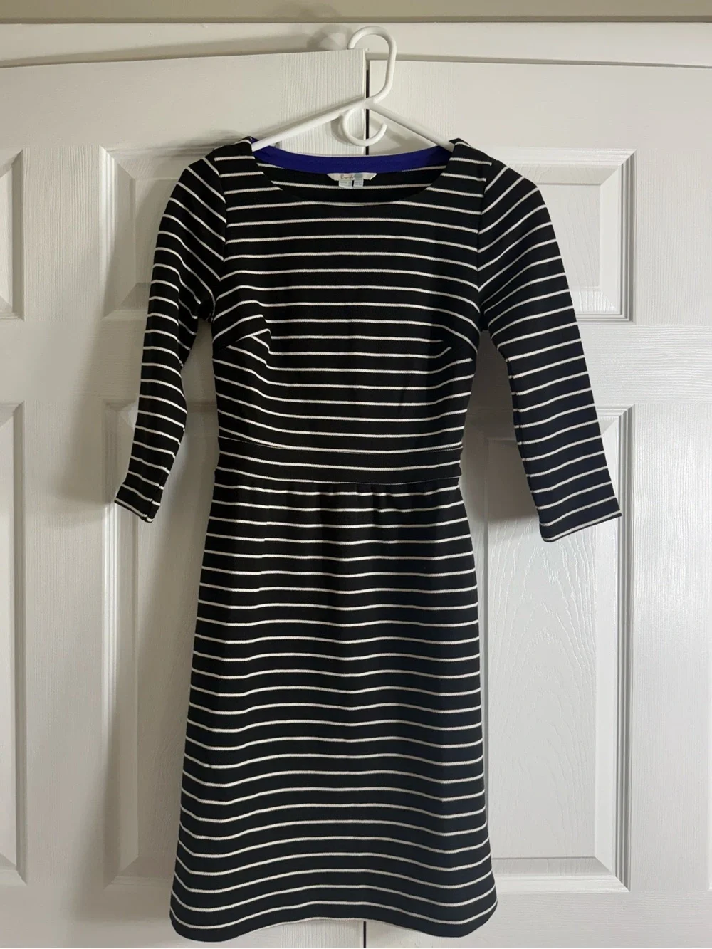 Boden- Striped Black and White Fit-and-Flare Dress